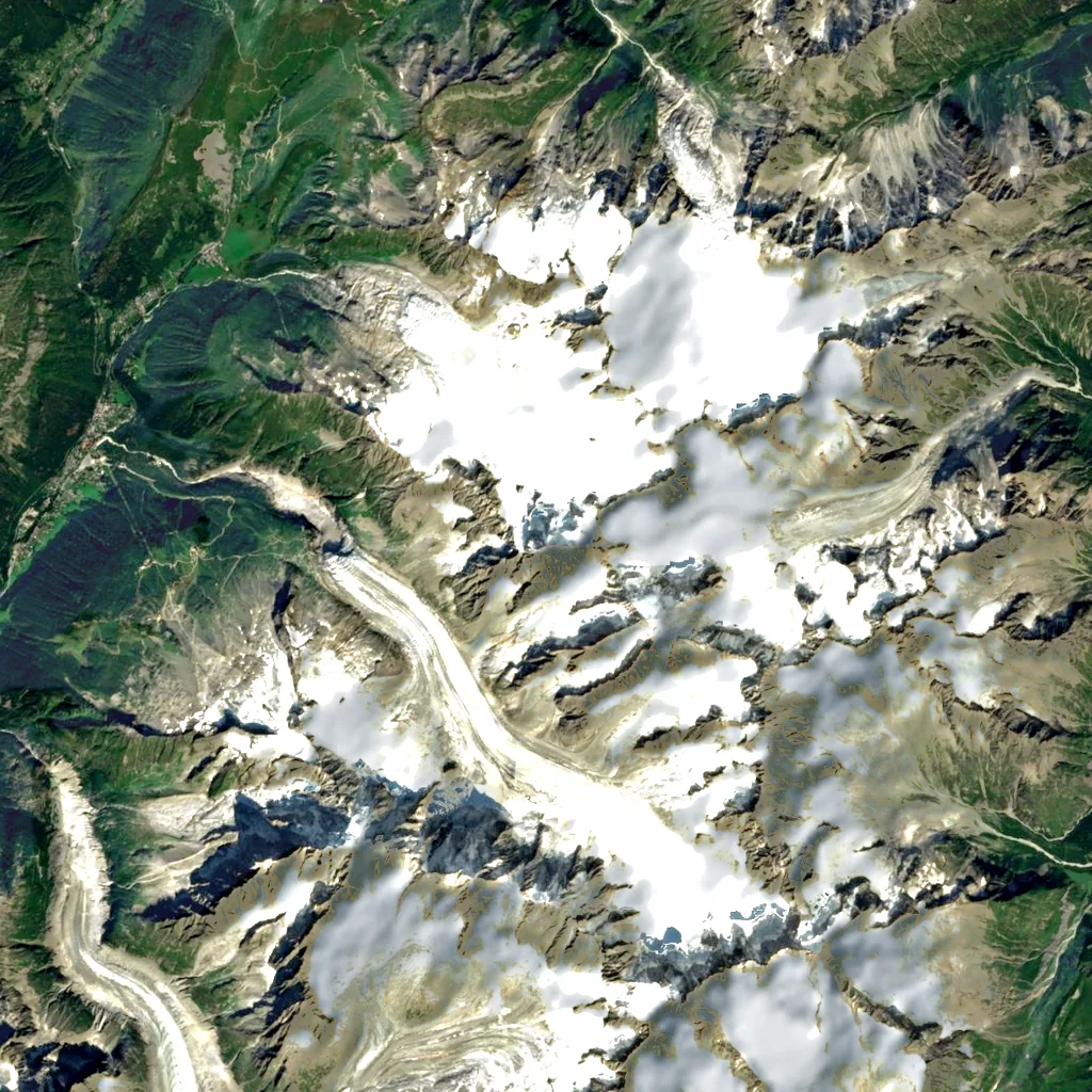 Aiguille du Chardonnet seen from above (Sentinel-2)