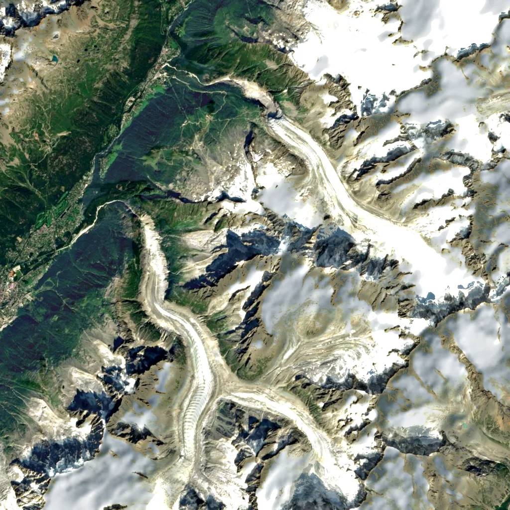 Aiguille du Dru seen from above (Sentinel-2)