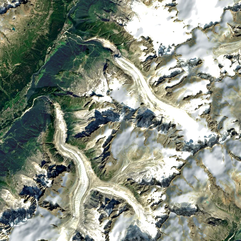 Aiguille Verte seen from above (Sentinel-2)
