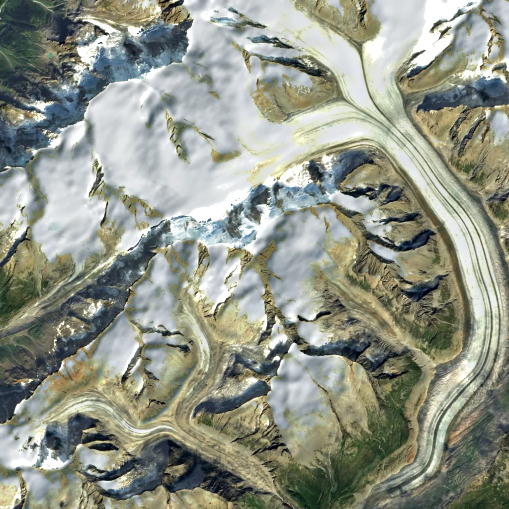 Aletschhorn seen from above (Sentinel-2)
