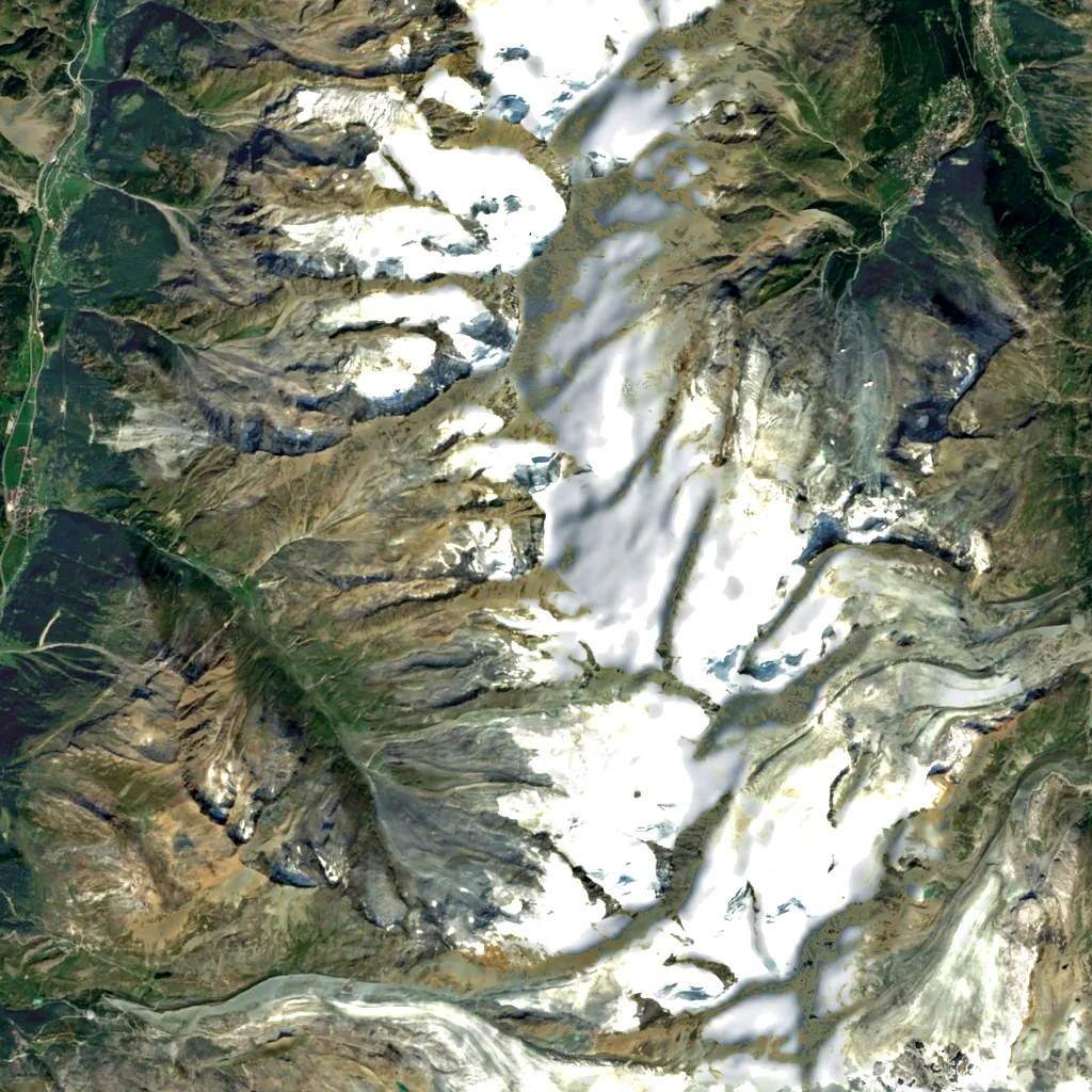 Alphubel seen from above (Sentinel-2)