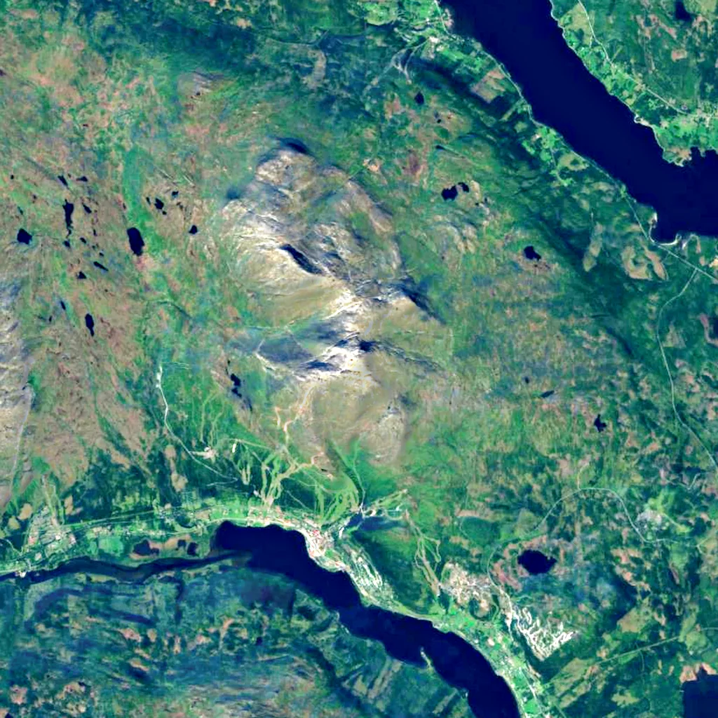 Åreskutan seen from above (Sentinel-2)