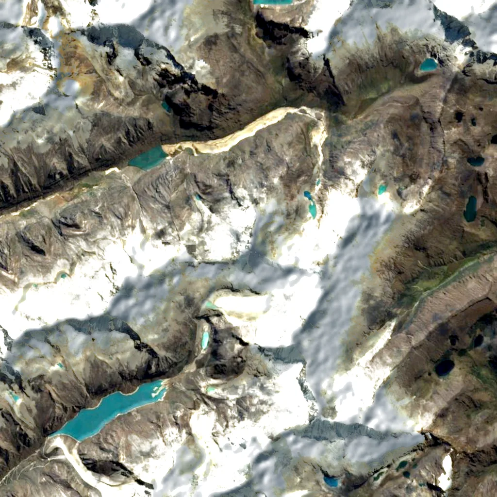 Artesonraju seen from above (Sentinel-2)