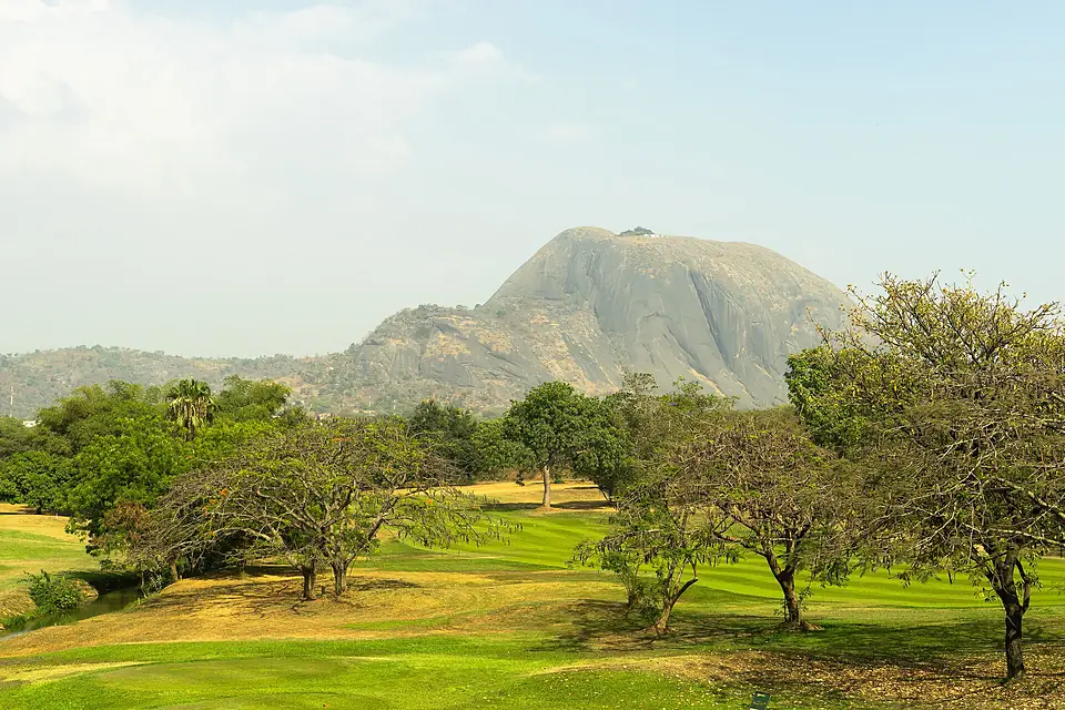 Aso Rock as seen from the IBB golf course in Abuja, Nigeria