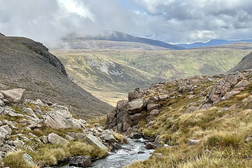 Coire Etchachan Burn overlooking the northern flank of Ben Macdui