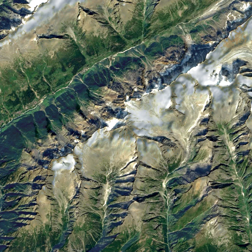 Bietschhorn seen from above (Sentinel-2)