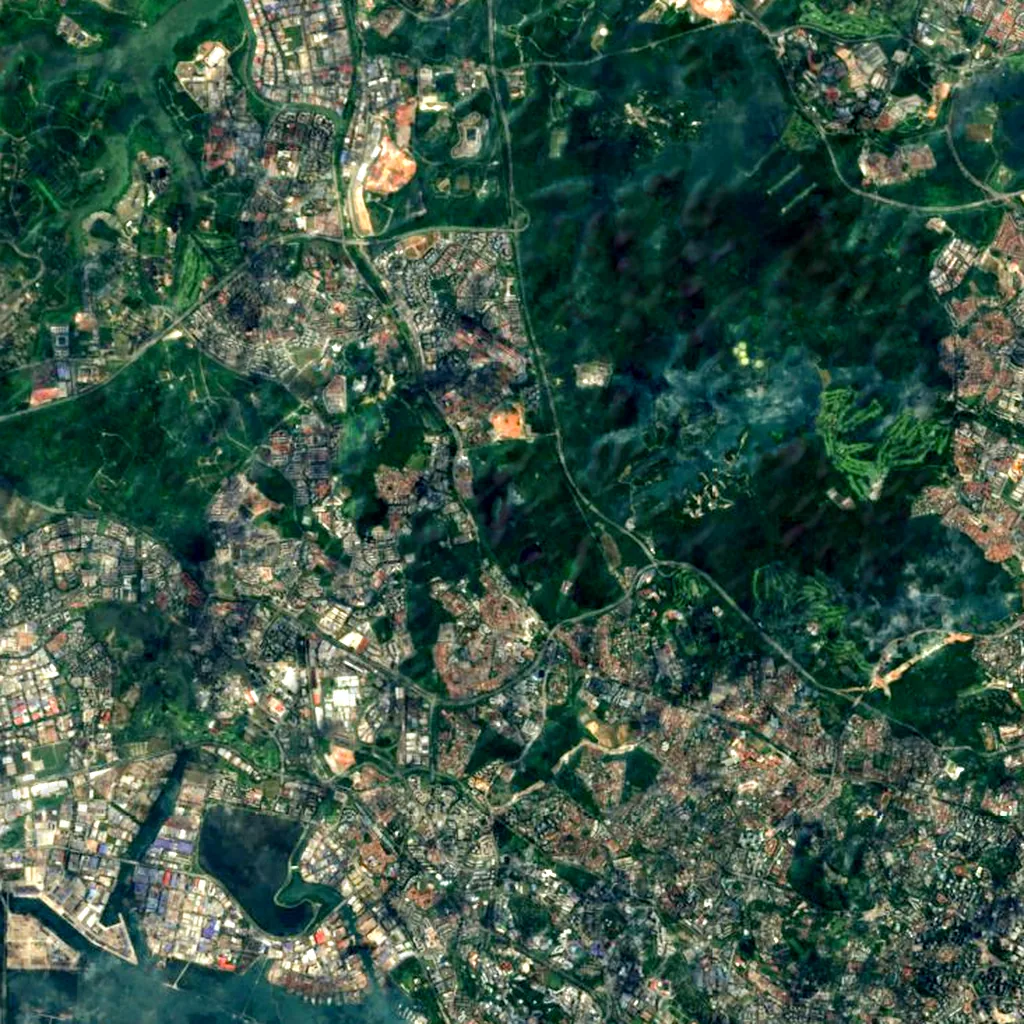 Bukit Timah seen from above (Sentinel-2)