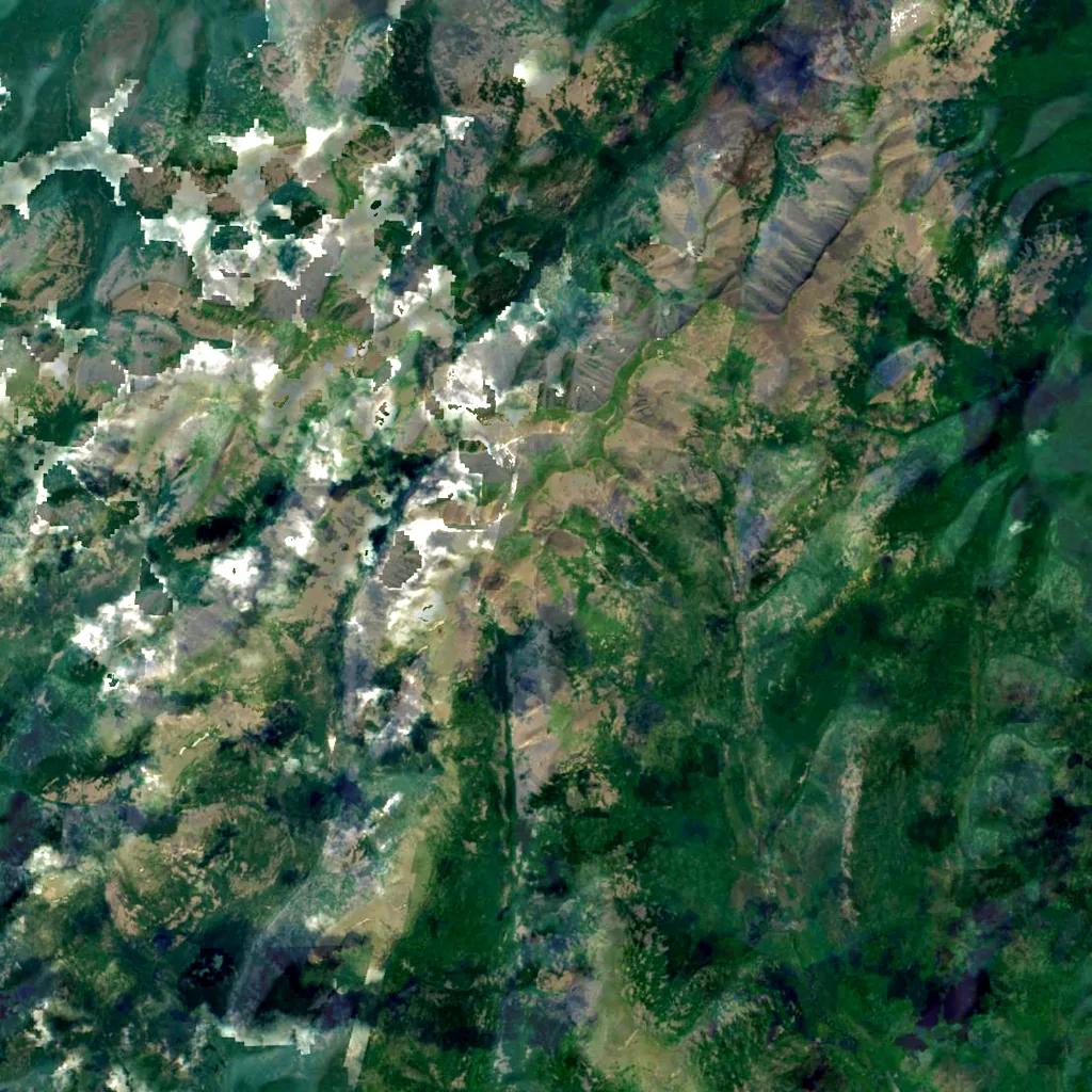 Burkhan Khaldun seen from above (Sentinel-2)