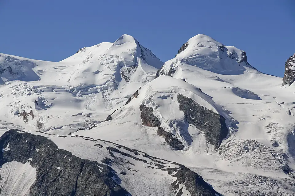 Castor and Pollux as seen from Gornergrat, Wallis, Switzerland, 2012 August