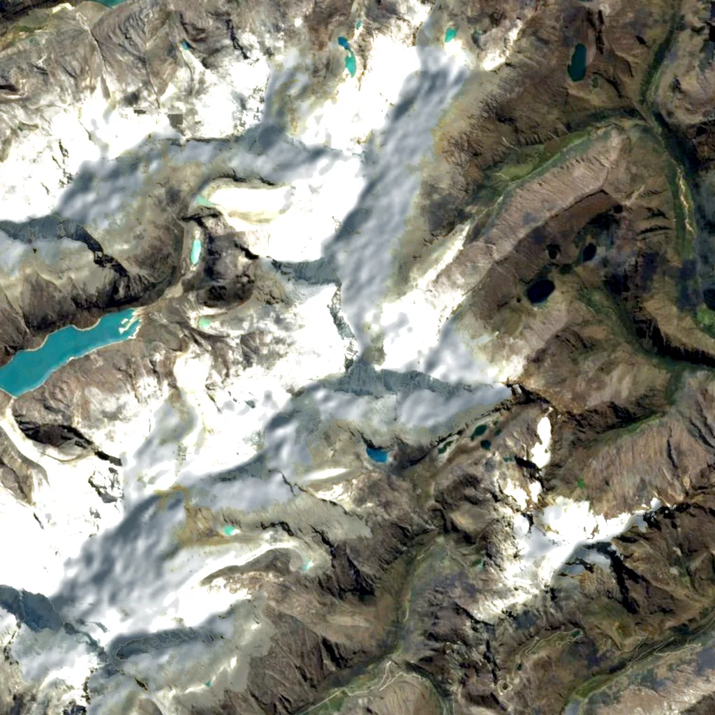 Chacraraju seen from above (Sentinel-2)