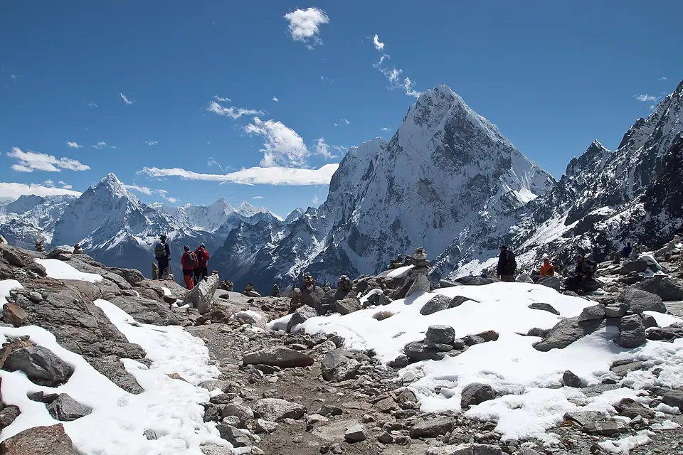 Cho La Pass in snow, Nepal, Himalayas
