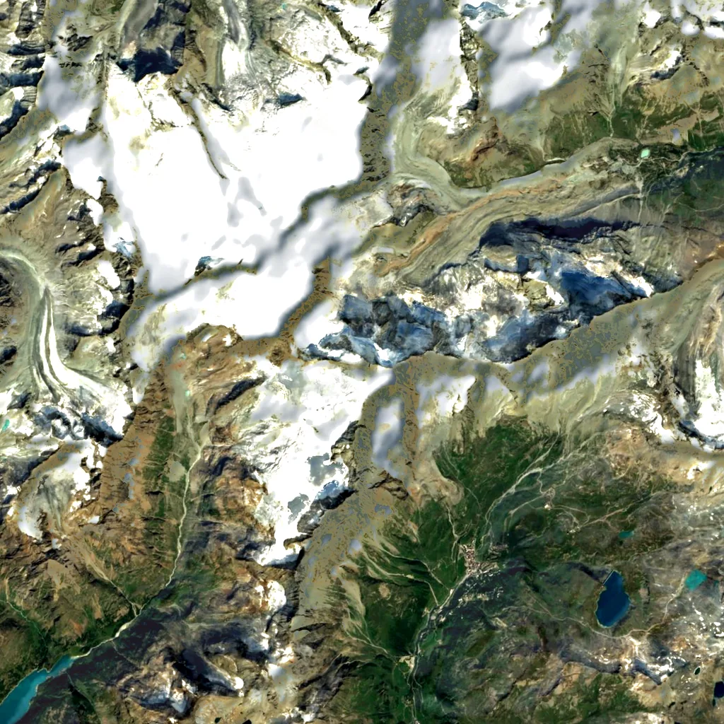 Dent d'Hérens seen from above (Sentinel-2)