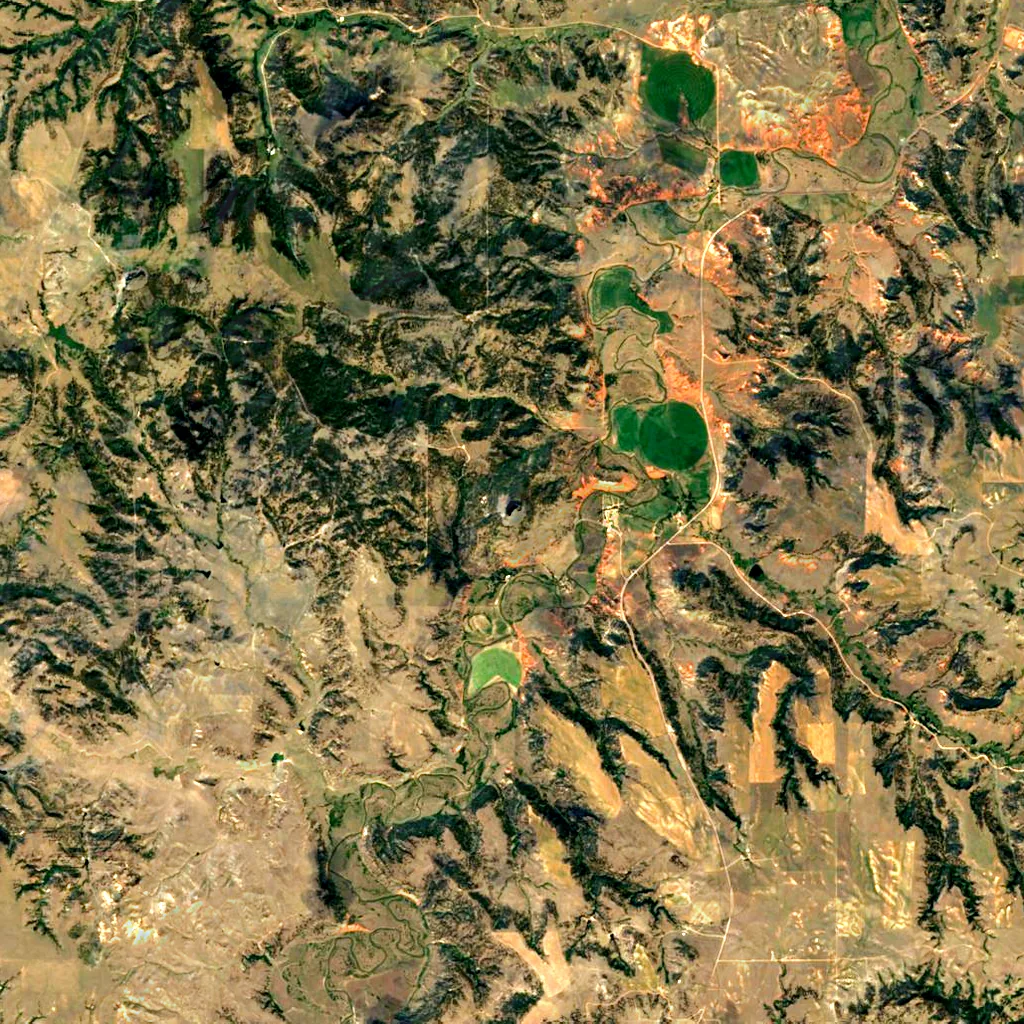 Devils Tower seen from above (Sentinel-2)
