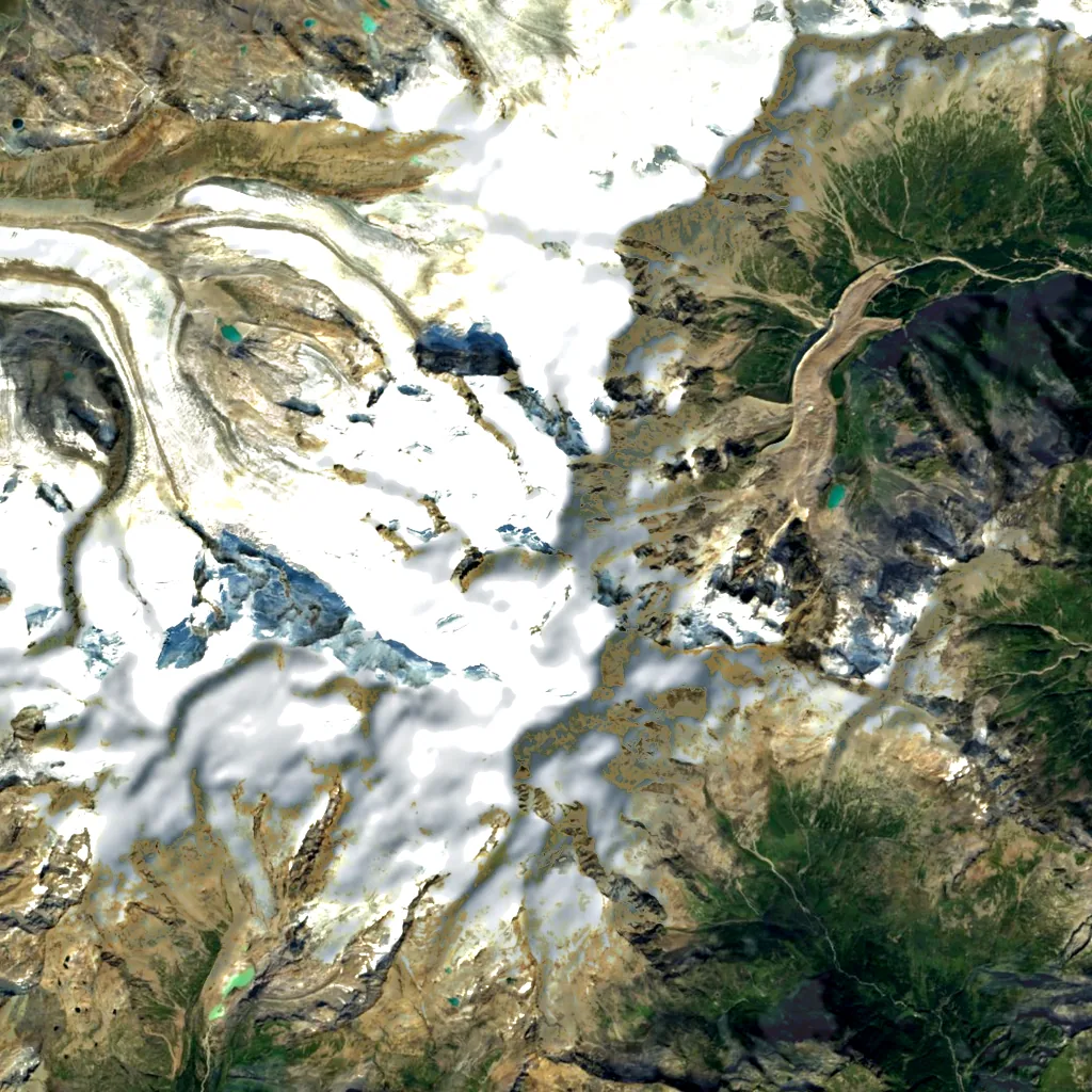 Dufourspitze seen from above (Sentinel-2)