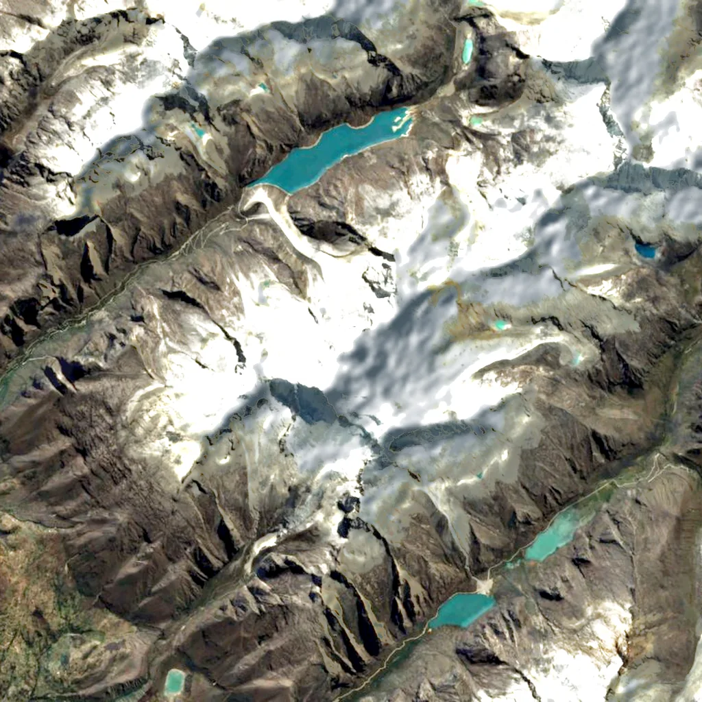 Huandoy seen from above (Sentinel-2)