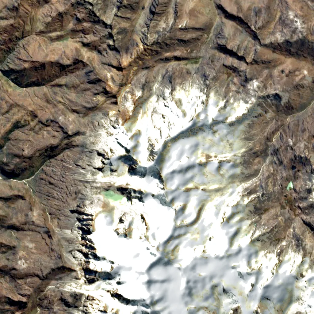 Illampu seen from above (Sentinel-2)