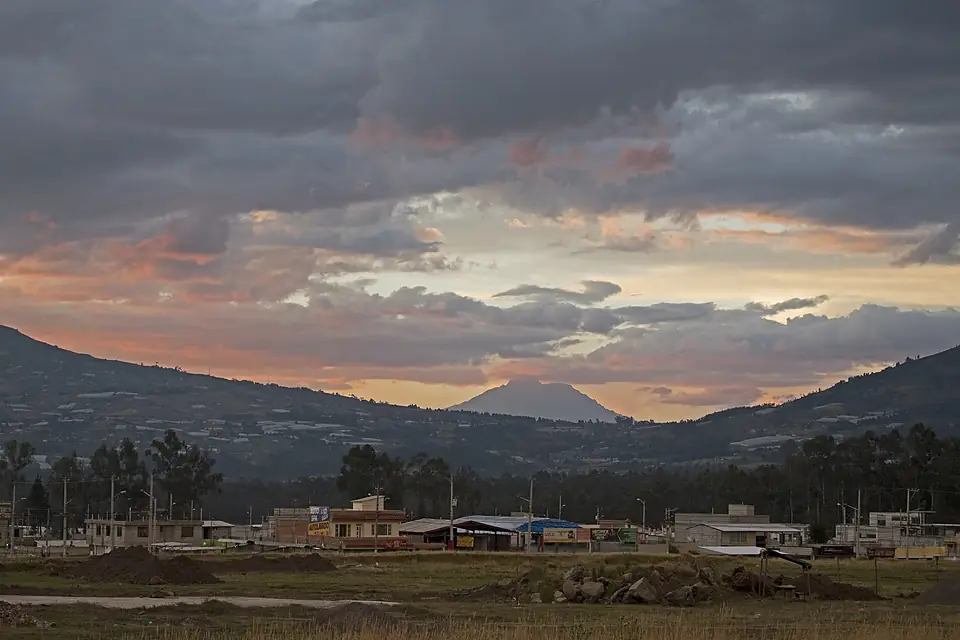 Cayambe Imbabura volvano seen from Nevada Suites at sunset