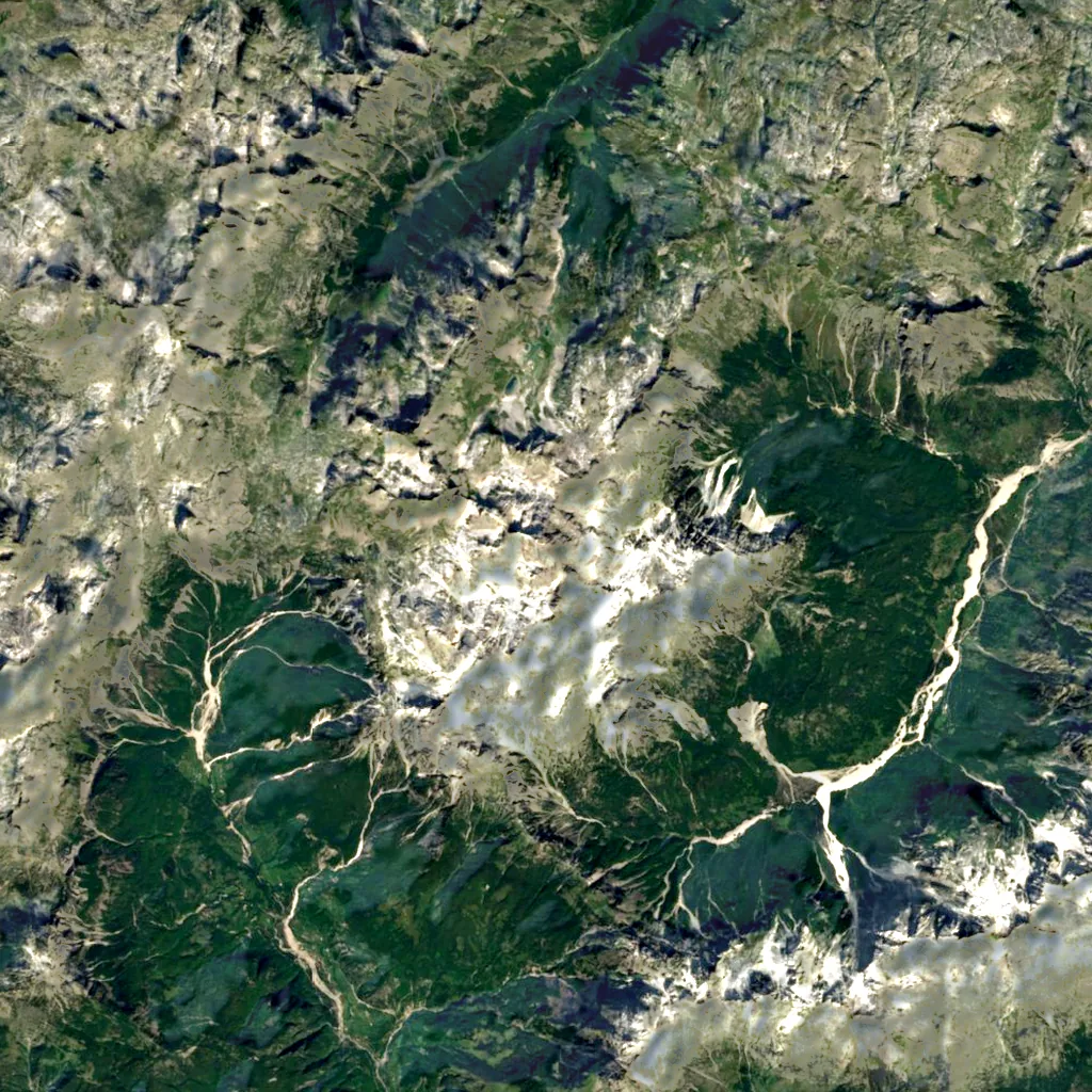 Jezercë seen from above (Sentinel-2)
