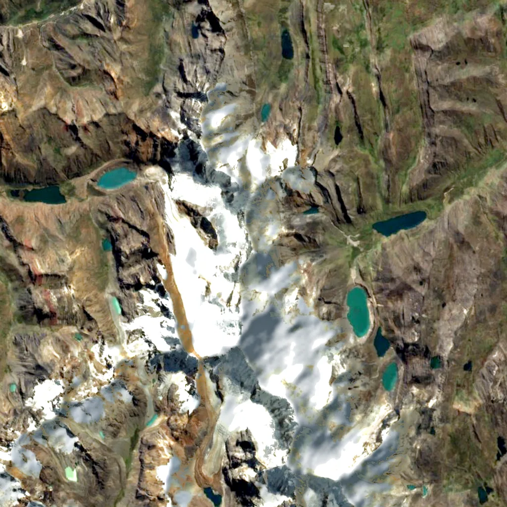 Jirishanca seen from above (Sentinel-2)