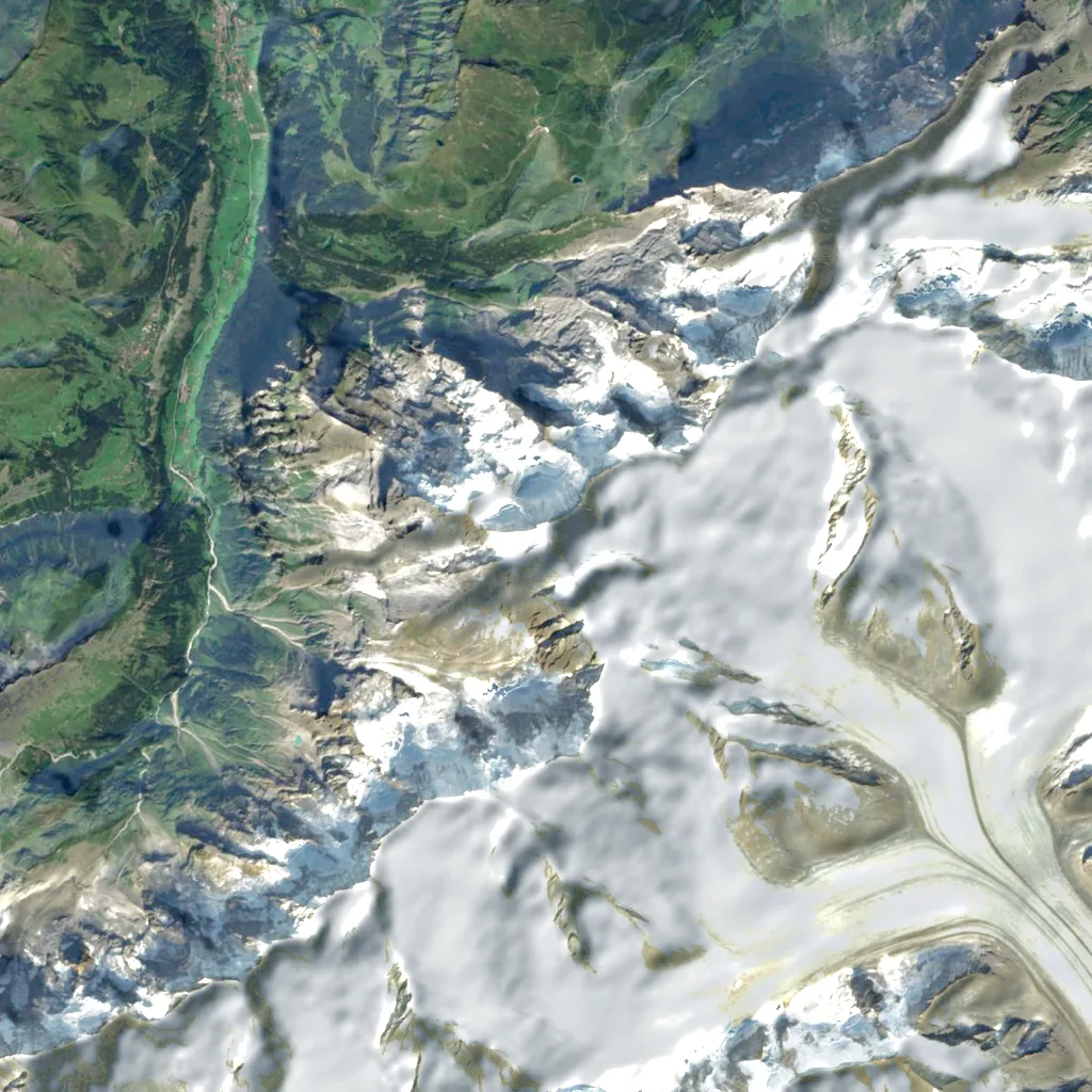 Jungfrau seen from above (Sentinel-2)