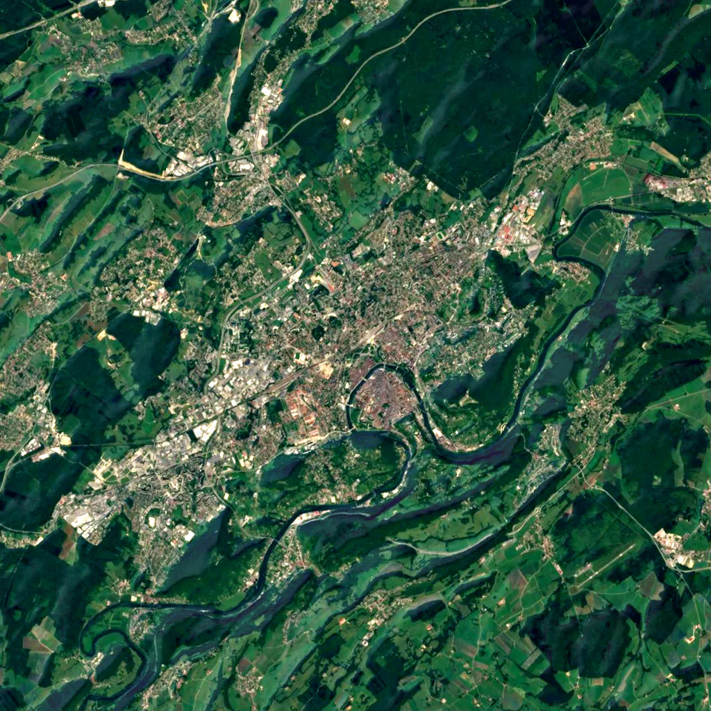 Jura Mountains seen from above (Sentinel-2)