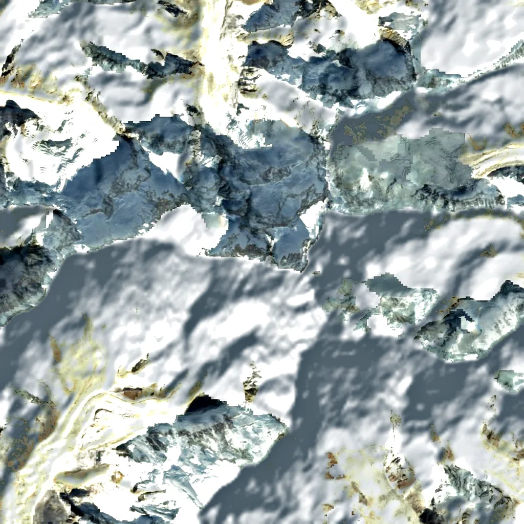 Kanchenjunga West seen from above (Sentinel-2)