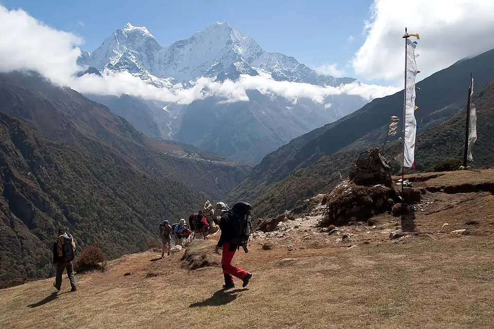 Dole, Khumbu, Kangtega and Thamserku mountain peaks, Trekking in Nepal