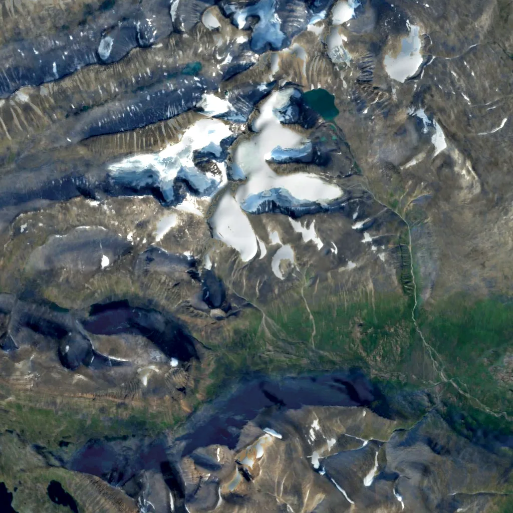 Kebnekaise seen from above (Sentinel-2)