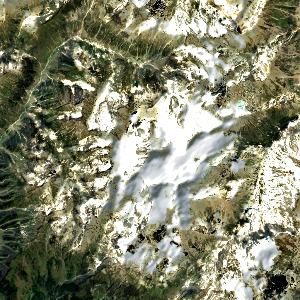Kolahoi Peak seen from above (Sentinel-2)