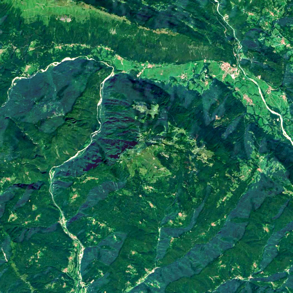 Matajur seen from above (Sentinel-2)