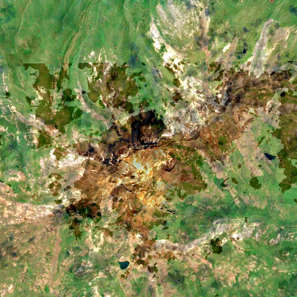 Mount Aragats seen from above (Sentinel-2)