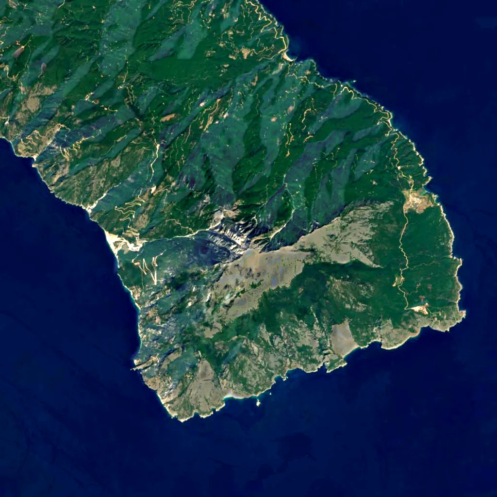 Mount Athos seen from above (Sentinel-2)