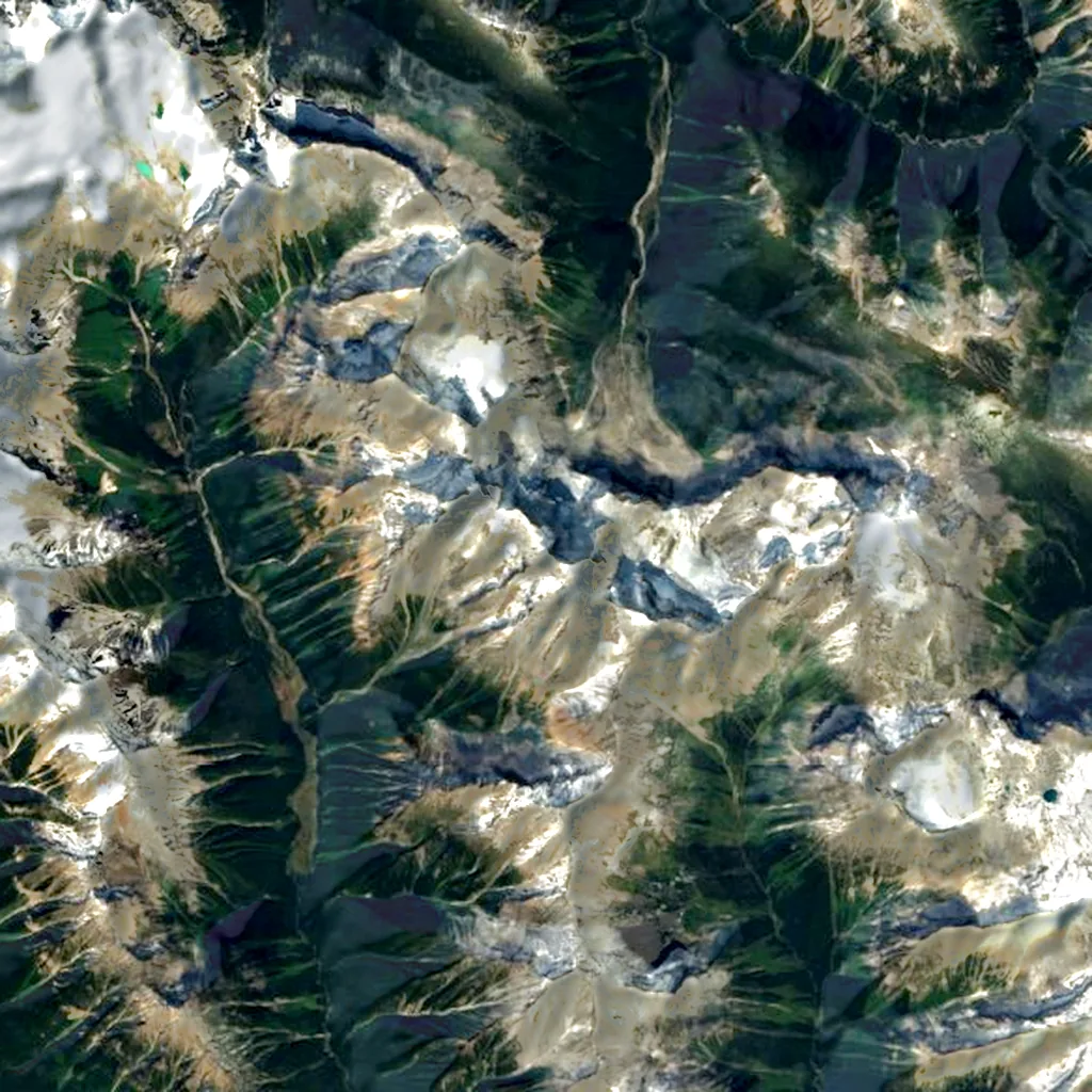 Mount Goodsir seen from above (Sentinel-2)