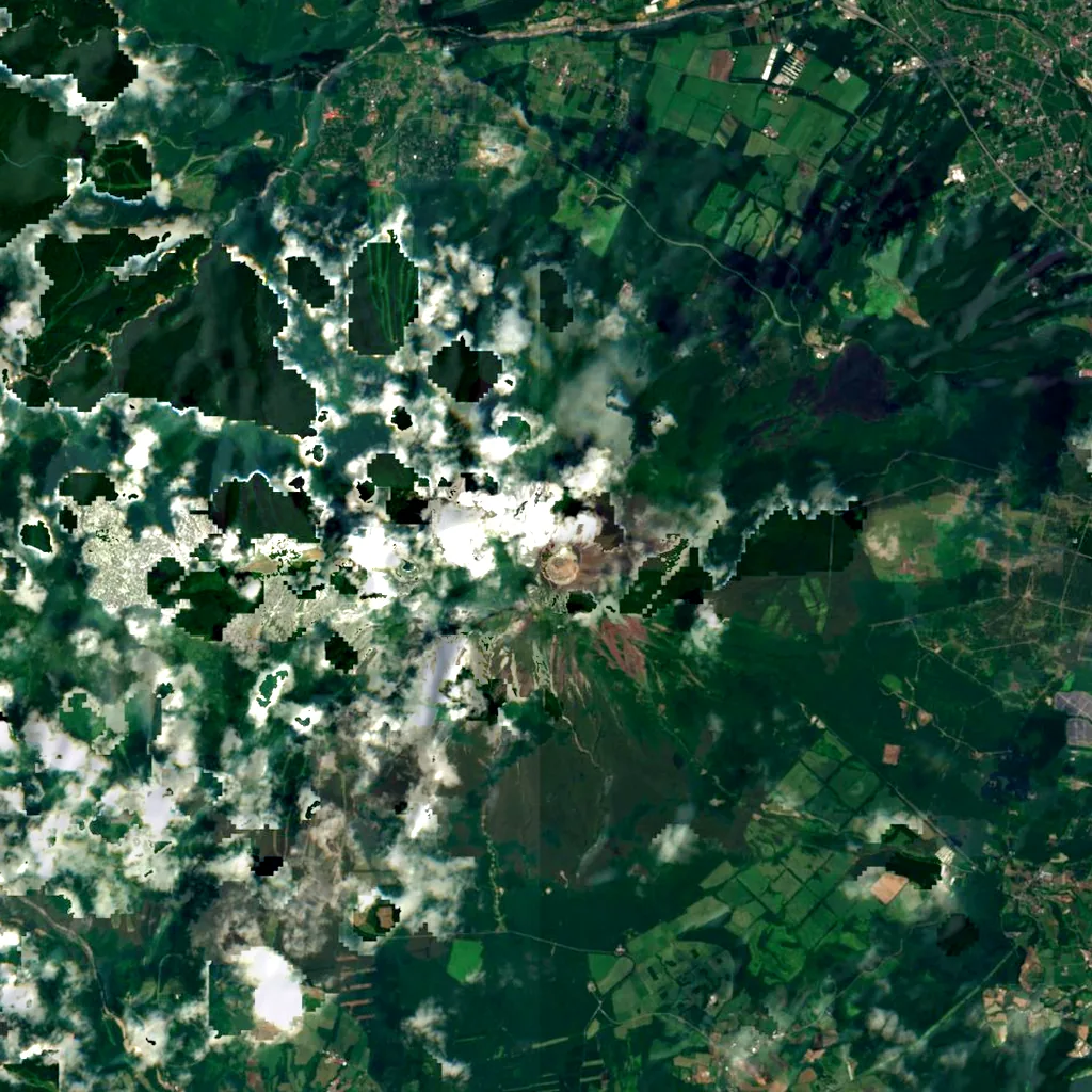 Mount Iwate seen from above (Sentinel-2)