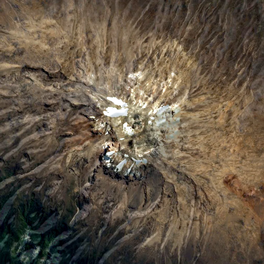 Mount Kilimanjaro seen from above (Sentinel-2)