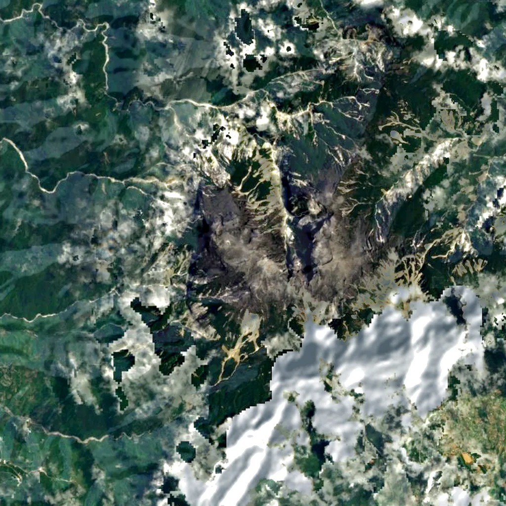 Mount Kinabalu seen from above (Sentinel-2)