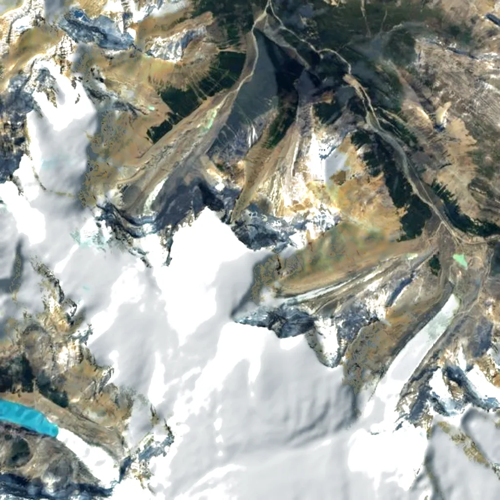 Mount Kitchener seen from above (Sentinel-2)