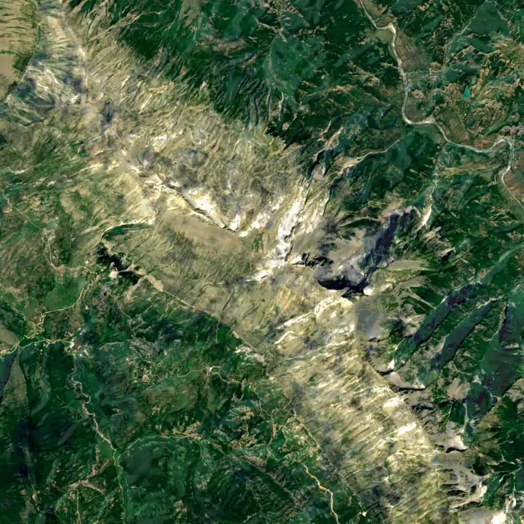 Mount Nemërçkë seen from above (Sentinel-2)