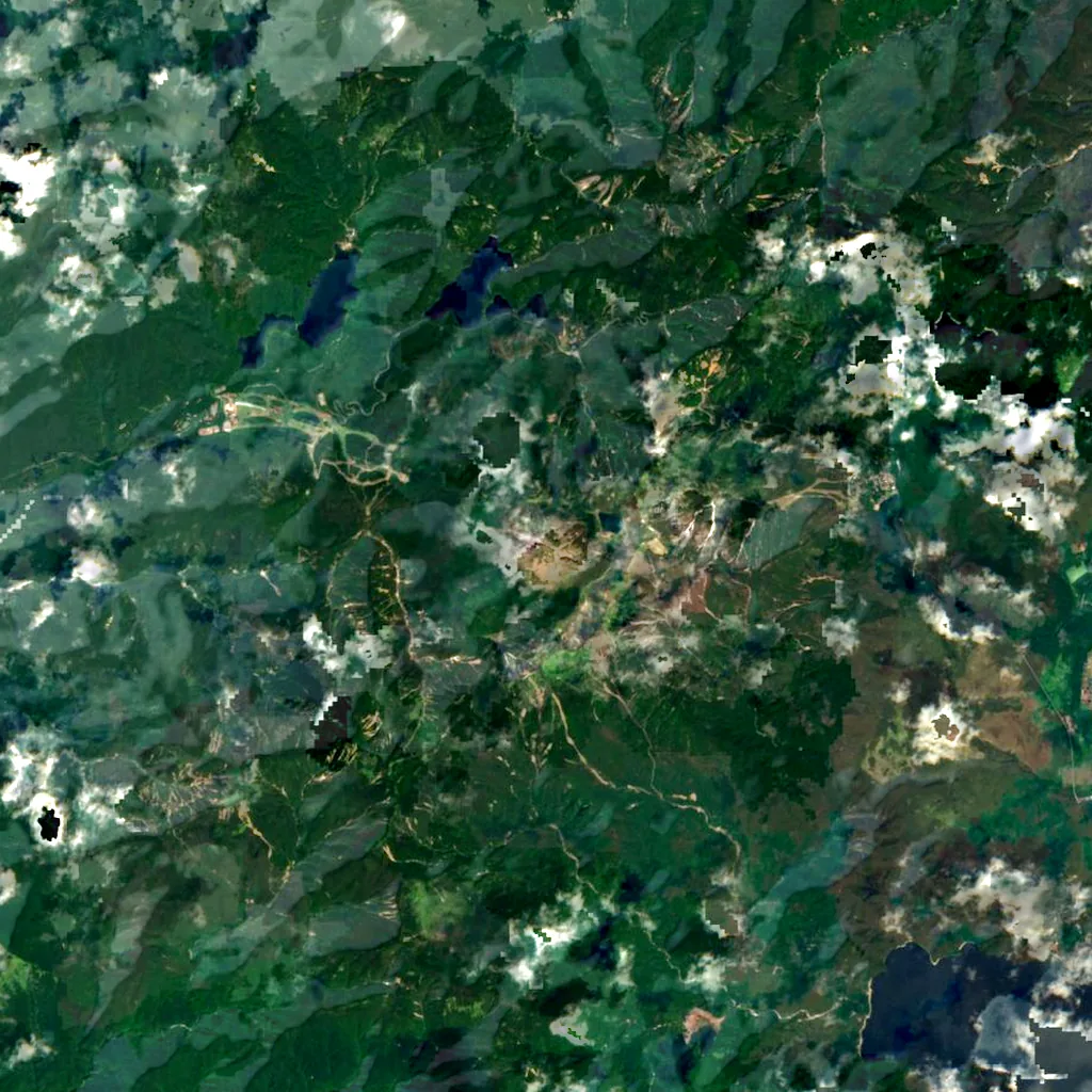 Mount Nikkō-Shirane seen from above (Sentinel-2)