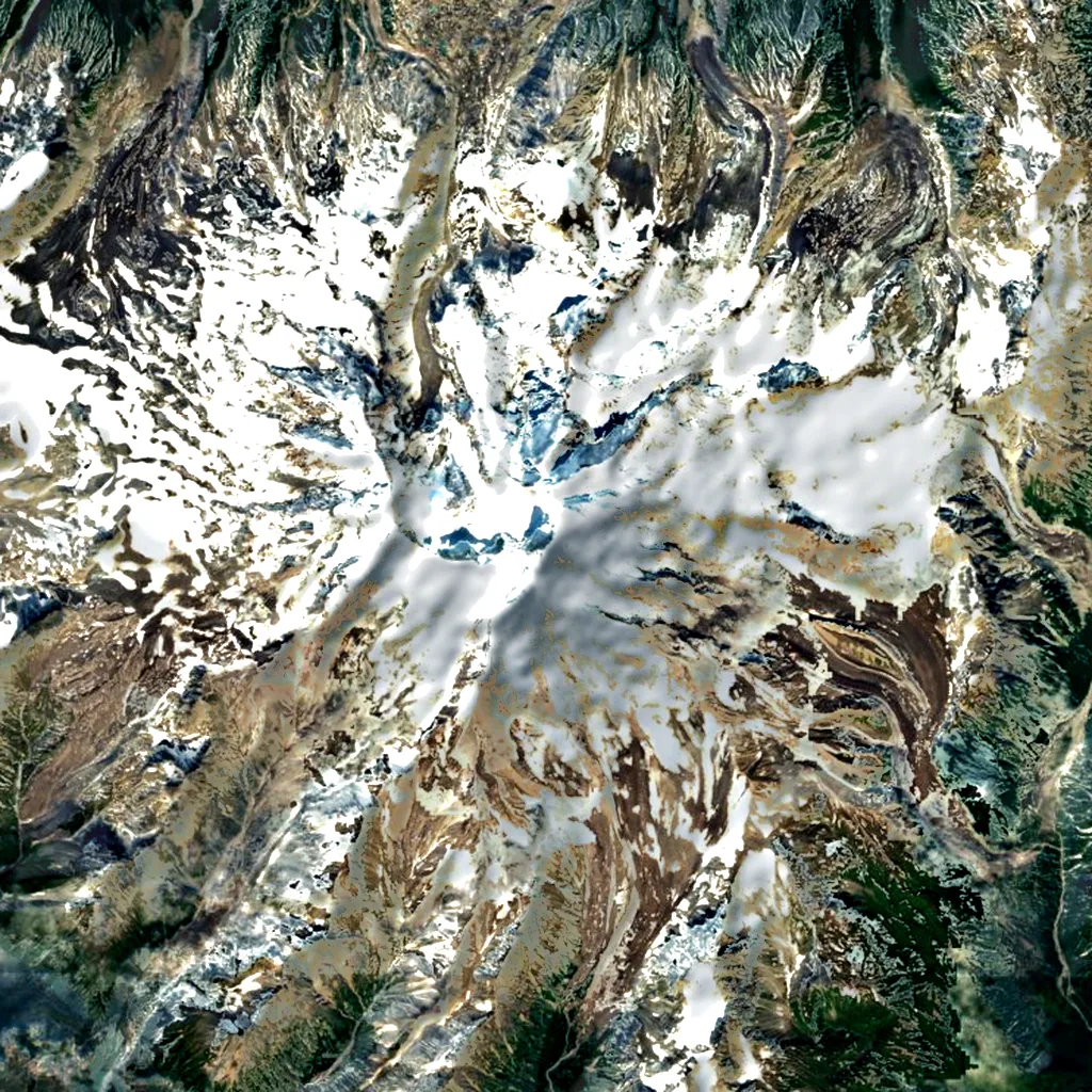 Mount Redoubt seen from above (Sentinel-2)