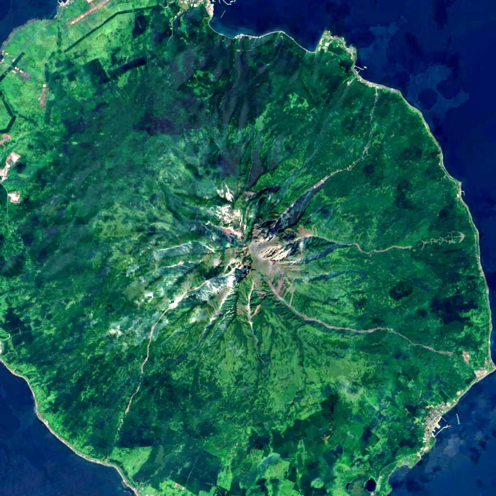 Mount Rishiri seen from above (Sentinel-2)