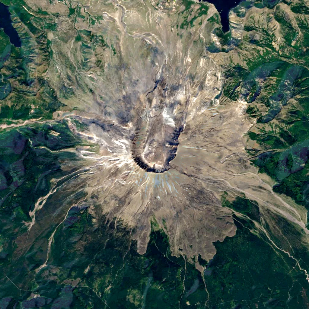 Mount St. Helens seen from above (Sentinel-2)