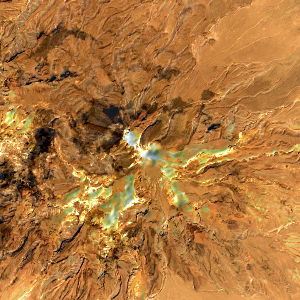 Mount Taftan seen from above (Sentinel-2)
