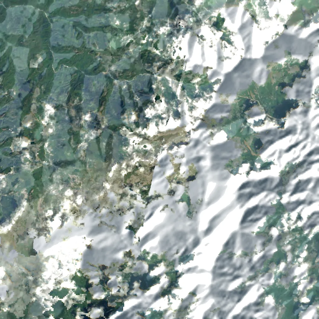 Mount Taibai seen from above (Sentinel-2)