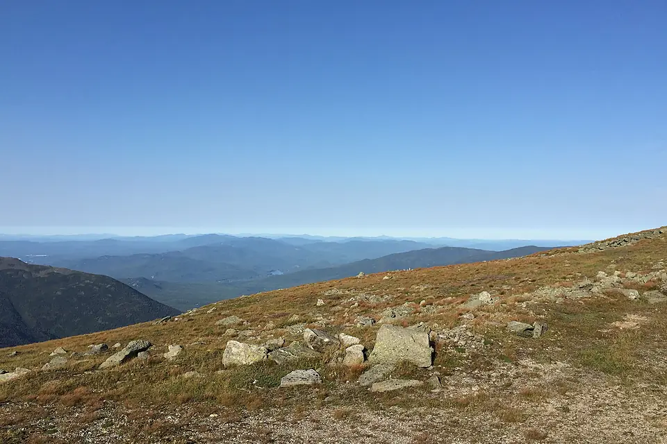 2016-09-03 16 55 10 View north-northeast from the Mount Washington Auto Road at about mile 6.4 (about 5600 feet above sea level) in Thompson and Meserve's Purchase Township, Coos County, New Hampshire