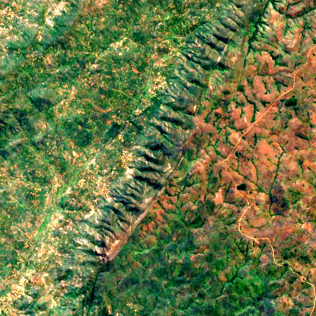 Mwanda Peak seen from above (Sentinel-2)