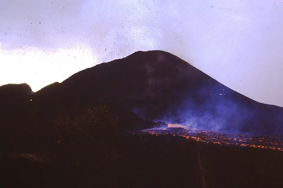 Lava flowing from the Murara volcano