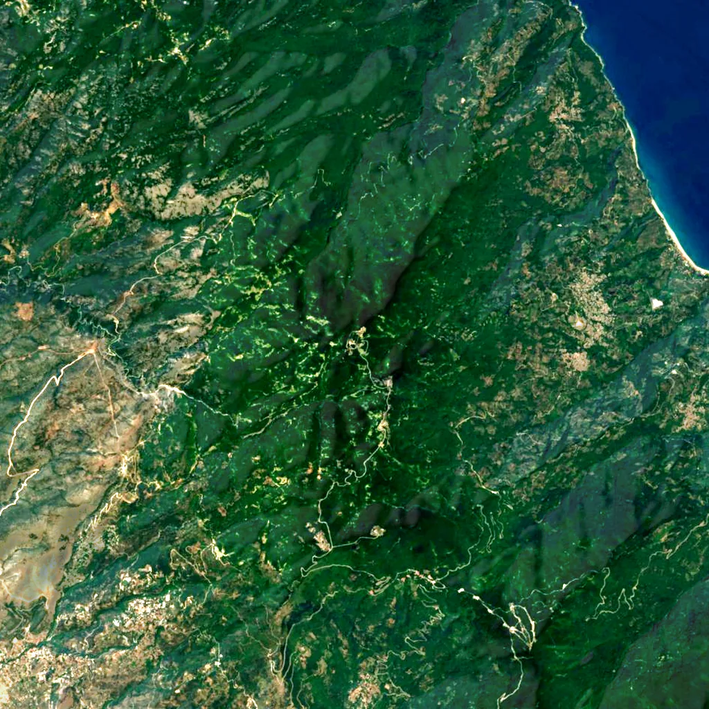 Pelion seen from above (Sentinel-2)