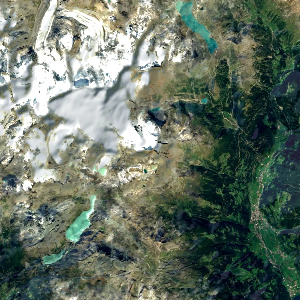 Piz Varuna seen from above (Sentinel-2)