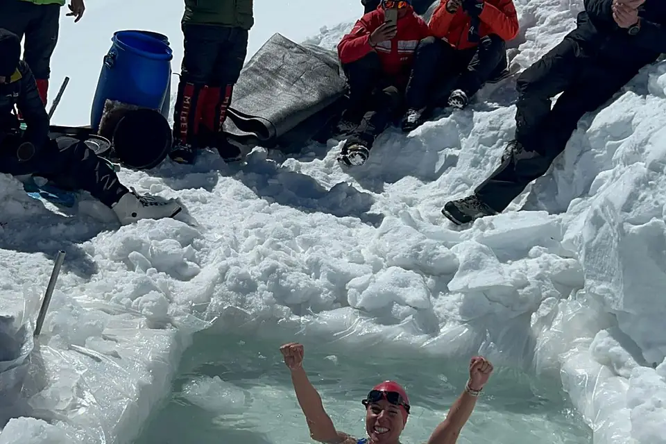 Deniz Kayadelen broke the highest altitude swim world record in 2024